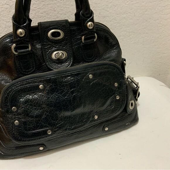 Hype Women's Black Soft Leather Studded Tote Satchel hobo bag - Picture 3 of 15